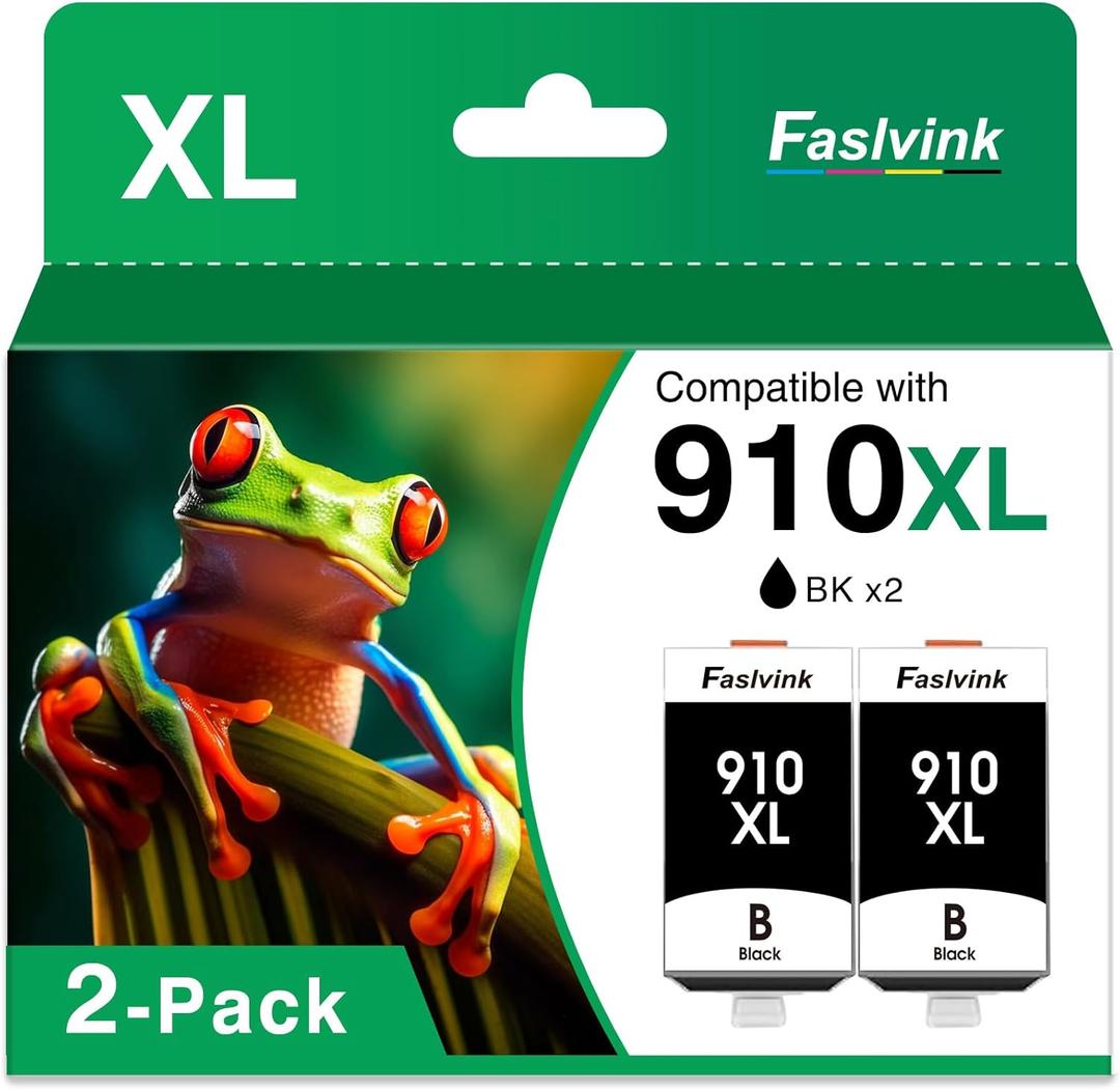 Compatible 910XL Black Ink Replacement for HP 910XL Ink Cartridges for HP Printers Work with HP OfficeJet Pro 8020 8025 8028 8035 8030 OfficeJet 8010 8022 8015 8018 Printers (2 Pack, 910 XL Black Ink