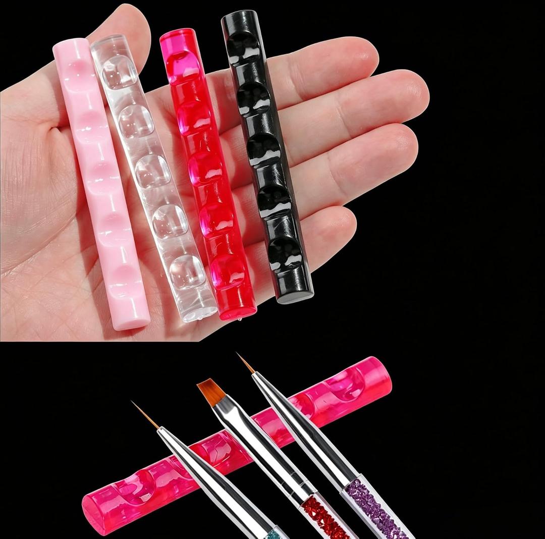4-Color Acrylic Crystal Pen Holder Nail art painting pen holder Brush Organizer for Nail Art, Gel Polish & Desk Accessories 360° Rotating Display Stand (Pink/Red/black/Clear)
