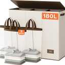 SOLEDI 180L Laundry Hamper 3 Section, Extra Large Laundry Hamper with Lid, Dirty Clothes Hamper with Sturdy Handle, Large Laundry Basket Organizer for Laundry Room, Bedroom, Hampers for Laundry (Off-white)