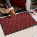 Yimobra Large Door Mat 36x24, All-Weather Waterproof Non-Slip Welcome Matt Outdoor, Heavy Duty Non Slip Doormat for Entryway for Patio and Garage Indoor, Easy Clean, Black Red