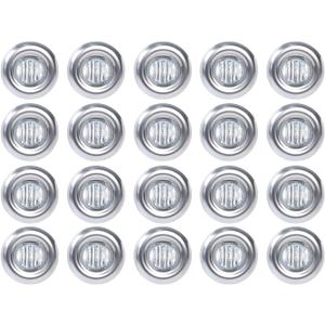 TMH (Pack of 20) 3/4 Inch Mount Clear Lens RED LED + Stainless Ring Cover Grommet Clearance Button Marker lights Side LED marker Indicator Turn Signal for trailer Truck RV Car Bus Van
