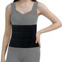 Abdominal Binder Post Surgery - Elastic Belly Band Compression Stomach Wrap Tummy Tuck Belt - Skin Friendly, Breathable, Soft - 3 Panel - Black (Size L) (Large (45"-60"))