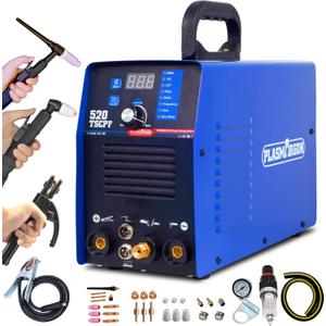 Plasma Cutter TIG Welder With PULSE Stick Welder Machine 520TSCPF Plasma Cutter Welder Combo 200A TIG/ARC Welding 50A Air Plasma Cutting Dual Voltage 110/220V 1/2" Clean Cut Upgrade Digital Panel