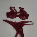 Lilosy Sexy Floral Lace Underwire Push Up Lingerie Set Outfits (XX-Large, Burgundy Red)