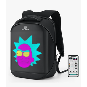 Gelrova LED Backpack with App Control Screen, [Battery not included] 17 Inch Bookbag DIY Pixel Animation Programming Laptop Backpack, Unique Gift for Men or Women
