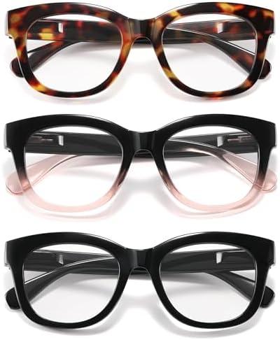 kunchu Reading Glasses for Women - Oprah Blue Light Reading Glasses with Spring Hinge, Anti-Glare/Eyestrain Computer Readers +1.50