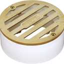 NDS 909B*, 3-Inch Round Grate with Collar, Connects to 2-Inch Drain Pipe and 3-Inch Drain Fittings, for Small Lawns, Landscaping and Patios, White Plastic and Satin Brass, Pack of 1