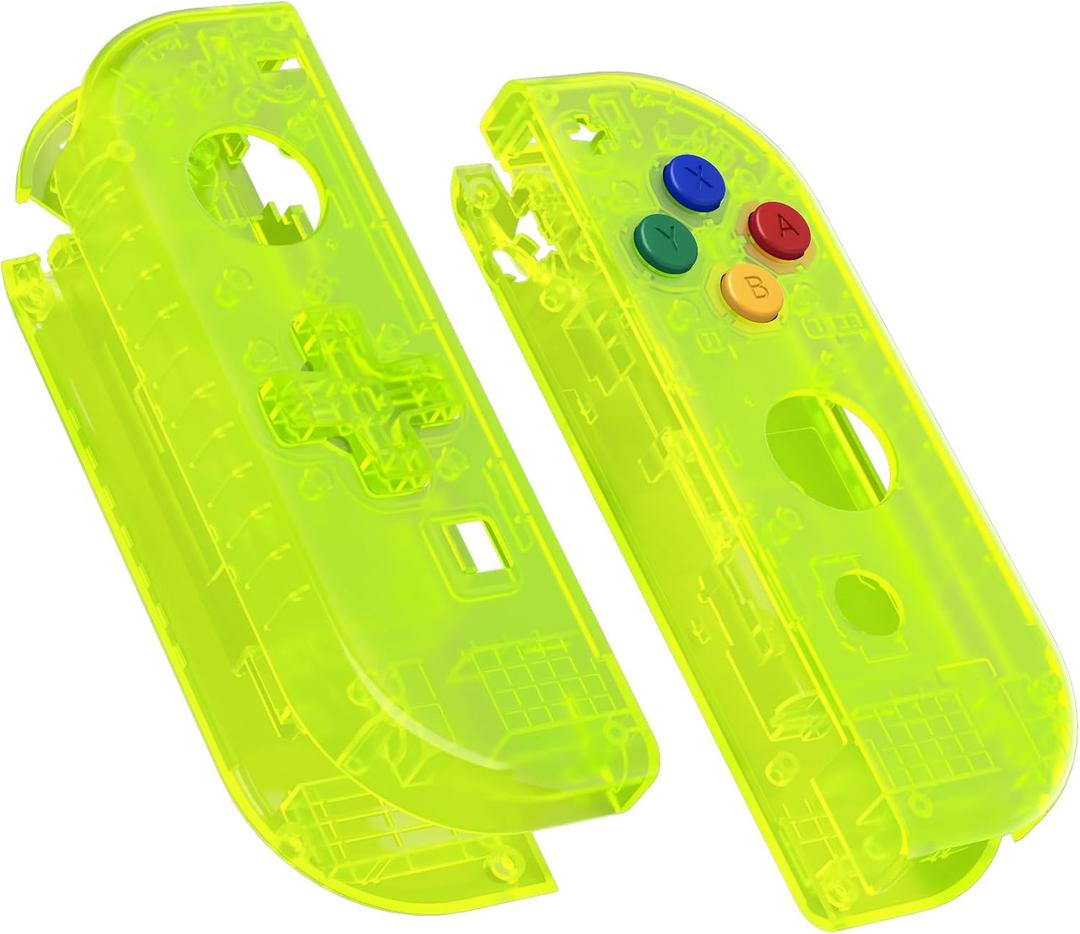 eXtremeRate Clear Lime Green Joycon Handheld Controller Housing (D-Pad Version) with Colorful Buttons, DIY Replacement Shell Case for Nintendo Switch Joy-Con  Controller NOT Included