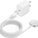 Upgraded Apple Watch Charger, Magnetic iWatch Fast Charger to USB C Cable 6ft with USB C Charger Block for iWatch Series Ultra/9/8/7/6/SE/SE2/5/4/3 (White)