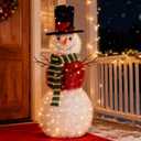 4Ft Outdoor Snowman Lighted for Christmas Yard/Lawn, 150 Lights Foldable Pop-Up Christmas Snowman Waterproof Battery Operated Xmas Decoration Prelit Holiday Porch Ornaments for Indoor/Outdoor