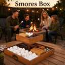 2 Tier Smores Kit Smores Station with 4 S'mores Sticks Camper Essentials Smore Caddy Organizer S'mores Box for Camping Supplies – Easy Campfire Treats