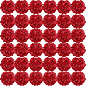 64 PCS Hydrangea Artificial Flowers - Faux Hydrangeas Full Realistic Silk Flowers Heads with Stems for Wedding Centerpiece Home Garden Baby Shower Party Decoration (Red)