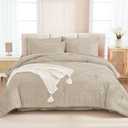 Andency Oatmeal Super King Size Comforter Set with Sheets - 7 Pieces Bed in a Bag Boho Tufted Bedding Sets Fluffy Lightweight Super King Bed Set with Comforter, Sheets, Pillowcases & Shams