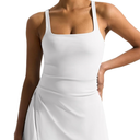 Dokuritu Womens Tennis Dress with Built in Shorts Sleeveless Square Neck Golf Workout Athletic Dresses with Pockets M