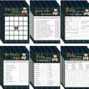 Jetec 302 Pcs Baby Shower Games, 6 Games, 50 Sheets Each, Baby Shower, Word Scramble, Word Search, Predictions and Advice, Babys Price Right, Guess Game(Blue Green Tartan Plaid)