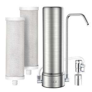 LCF Upgrade Countertop Water Filter,   Enhanced 6-Stage Stainless Steel Water Filter for Sink Faucet, Reduces Heavy Metals, Bad Taste & 99% Chlorine, 16,000 Gallons(2 Filters)
