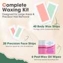 Wax Strips for Hair Removal: 60 Count (40 Large Body & 20 Face) Ready to Use Cold Waxing Kit for Women & Men Bikini, Underarm, Legs, Arms, Upper Lip, Chin, Sensitive Skin