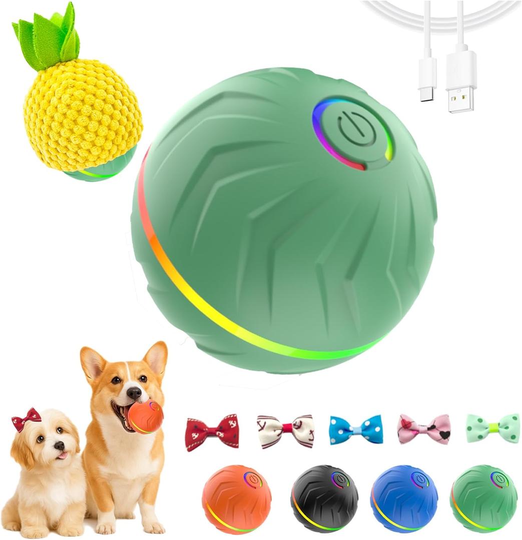 Interactive Dog Toys Dog Ball, Automatic Rolling and Bouncing Moving Dog Toy, Durable and USB Rechargeable, Fun Smart Toy for Puppy, Small, Medium and Large Dogs, Dog Toys to Keep Them Busy
