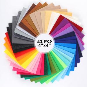 Felt Sheets 4x4 Inch 42 Pack 1mm Thick Assorted Colors Craft Felt Squares, Soft Fabric Sheets for DIY Art, Sewing, Cutting Machine Projects, and Ornaments
