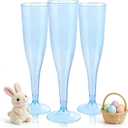 WDF 36 Pack Clear Blue Plastic Champagne Flutes - 7OZ Blue Champagne Flutes Plastic, Champagne Glasses Disposable for Party/Wedding/Easter/Spring