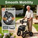 Walkers for Seniors, Rollator Walker with Seat, 12" Big Rubber Wheels All Terrain Rolling Walker with Backrest, Foldable Rollator Walker, Reinforced Aluminum Frame, Built-in Cable, Golden
