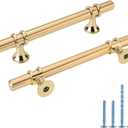 Rergy Cabinet Handles Drawer Pulls and Knobs, 10Pack Gold 4inch Hole Center, Kitchen Hardware for Dresser Handle Zinc Alloy Furniture Pull