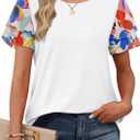 WIHOLL Womens Summer Tops Trendy Ruffle Sleeve Shirts Casual Chiffon Blouses Beach Vacation Clothes (White, S)