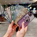 for iPhone 14 Case Glitter Clear Paw Love Heart Compatible with MagSafe, Strong Magnetic Full Camera Lens Protection Soft Slim Thin Cute Bling Phone Case - Black