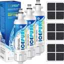 ICEPURE RWF1200A Replacement for LG LT700P, ADQ36006101, Kenmore Elite 9690, ADQ36006102, 46-9690 469690, ADQ36006101-S, LFXS30766S, WSL-3, FML-3, Refrigerator Water and LT120F Fresh Air Filte, 3 