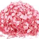 1 lb Valentines Crinkle Cut Paper Shred Filler Heart-shaped Scraps for Gift Baskets Crinkle Shredded Paper for Gift Box Grass Cushion Stuffing for Galentine Birthday Packaging Wrapping(Pink)