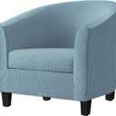 2 Piece Tub Chair Covers with Cushion Cover, Stretch Jacquard Furniture Cover,Armchair Protector Slipcover Removable Machine Washable (Sky Blue)