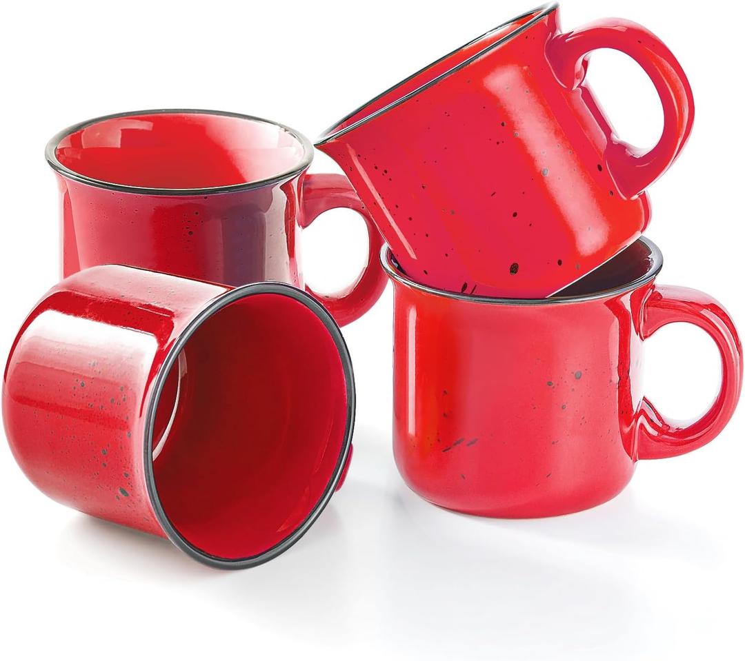bestone Coffee Mugs Set of 416 oz Large Coffee Mugs, Ceramic Mugs with Handles,Salad,Noodles etc Coffee Mugs, Cups for Coffee Cereal Latte Microwave & Dishwasher safeRed