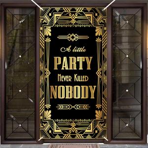 Avezano Roaring 20s Party Decorations Roaring 20s Door Cover Banner 1920s Party Decorations Retro Jazz Party Banner Speakeasy Decor