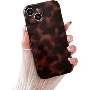 Compatible with for iPhone 14 Case, Tortoise Shell Chic Amber Brown Print Leopard, Classic Soft TPU Protective Shockproof Case for iPhone 14 6.1 ''Color2