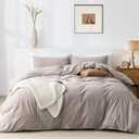 TIPTOE BEAR Full Duvet Cover Set- 100% Washed Cotton 3 Pcs Soft Comfy Breathable Chic Linen Feel Bedding, 1 Duvet Cover and 2 Pillow Shams, Light Taupe