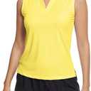 MathCat Women's Sleeveless Golf Shirts UPF 50+ Quickly Dry Tennis Polo Lightweight Sports Athletic Tank Tops (Medium, Yellow)
