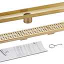 AVSIILE Linear Shower Floor Drain, Brushed Gold 18 Inch Bathroom Drains Kit