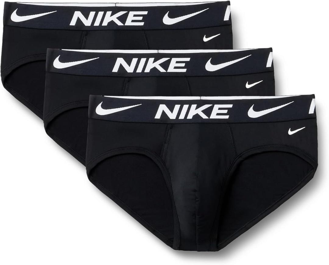 Nike Men's Essential Micro Stretch Hip Brief Underwear (3-Pack) (Black, XL)