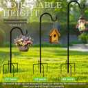 GATSUNS Shepherds Hooks for Outdoor 42 Inch Garden Bird Feeder Pole with 5 Prongs Base Adjustable for Hanging Flower Basket Plant Pot Solar Lantern Light Wind Chime Hanger for Wedding Decor 2 Pack