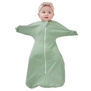 ZIGJOY Shark-Fin Transition Swaddle - 1.0 Tog Baby Sleep Sack 3-6 Months Soft Cotton Transitional Baby Wearable Blanket with 2-Way Zipper for All Seasons, Blue, Medium