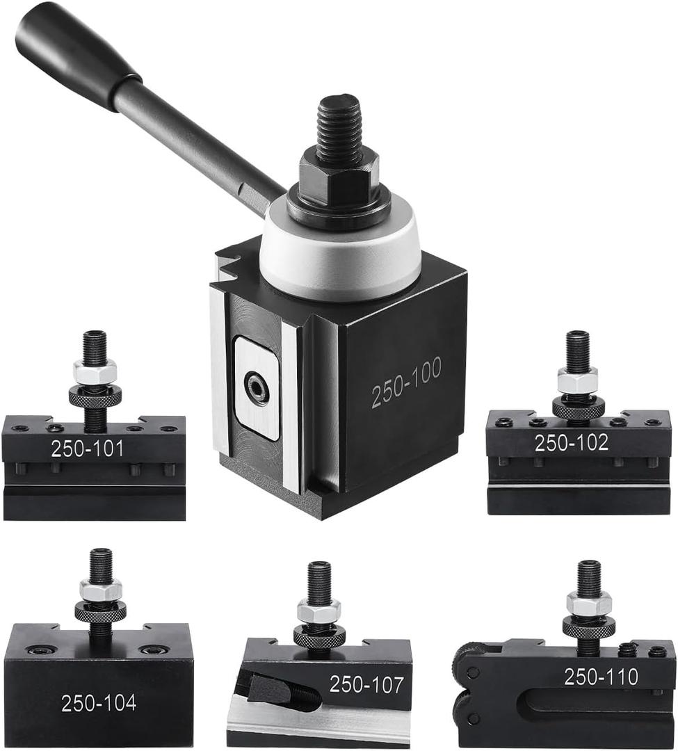 VEVOR Quick Change Tool Post Set, 6 Pcs, Includes Lathe Tool Holders, Wedge Type Tool Post with Turning Tool Holder Accessories, Fit for Mini Lathe & Metal Lathe 6"-12" Swing, Durable Steel Material