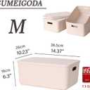 Plastic Storage Bins with lids,Storage Baskets,Container with handle,Storage Organizer Bins for Shelves,Office,Bedrooms,Closets, Cabinets(Gray, 3M)