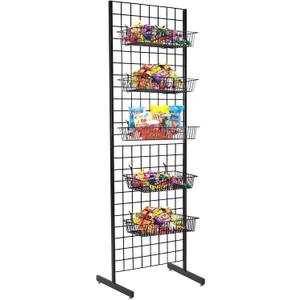 6' x 2' Grid Panel Tower with T Base and Footbeds, Black Finish, 72 inches x 25 inches x 2 inches