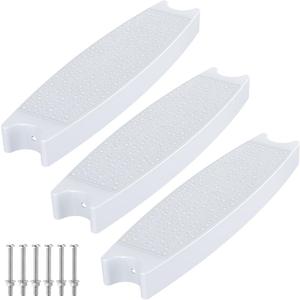 18" Universal Pool Ladder Steps (3-Pack) - Heavy-Duty Molded Plastic Replacement Rungs with Stainless Steel Bolts for Inground/Above Ground Swimming Pools - Includes 6 Bolts & 3 Reflective Strips