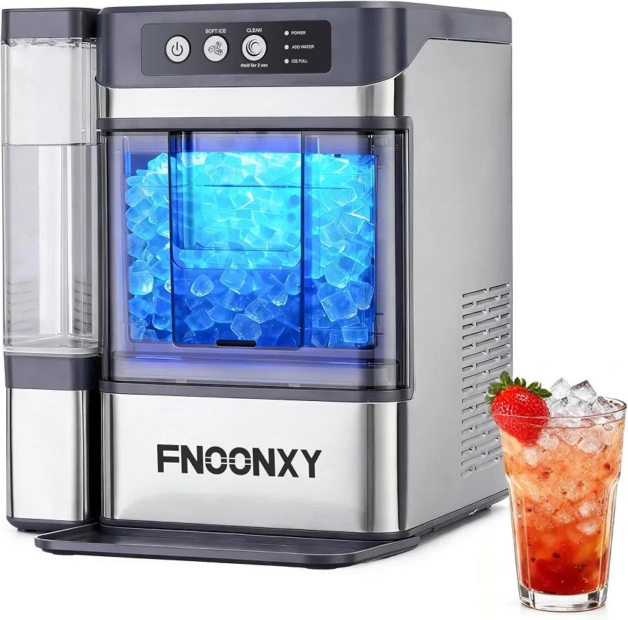 Countertop Nugget Ice Maker, 44Lbs/24H with 0.8 Gallon Tank, Soft Chewable Pellet Ice Ready in 6min, Self-Cleaning Portable Ice Machine Portable with Ice Scoop for Home (ice Maker)