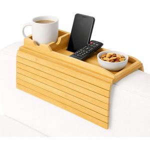 Wooden Armrest Tray for Couch, Cup Holder & Armrest Organizer  Non-Slip Couch Armrest Table, Sofa Arm Tray for Drinks, Snacks & Remotes  Flexible Couch Drink Holder Armrest for Living Room, Recliner