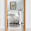 Babelio 26-31 in Baby Gate for Stairs, PressGuard Pet Gate with Wide Door | Pressure/Wall Mount, Dual Lock with Indicator, Auto Close, Heavy Duty, Easy Install for Doorways, Kitchens, Hallway, White