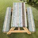 famibay 2 Piece Picnic Table Covers with Elastic Fitted Picnic Table Cover with Bench Covers Farmhouse Camping Tablecloth Waterproof Picnic Table Covers for Outdoors(Wood Grain,12" x72"+30" x72")