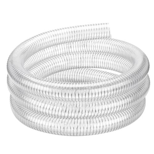 Geowaky 1"id-10 10/6ft PVC Reinforced Tubing Steel Wire Suction Flexible Hose Vinyl Tubing Heavy Duty PVC Vacuum Hose Drain Fuel Oil Gas Water for Marine Bilge Pump Pond Spa