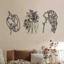 Photect 3 Pcs Metal Wall Art Decor Minimalist Abstract Woman Wall Art Metal Modern Line Drawing Decor Female Single Line Home Hanging for Bedroom Bathroom Living Room Christmas Housewarming(Stylish)